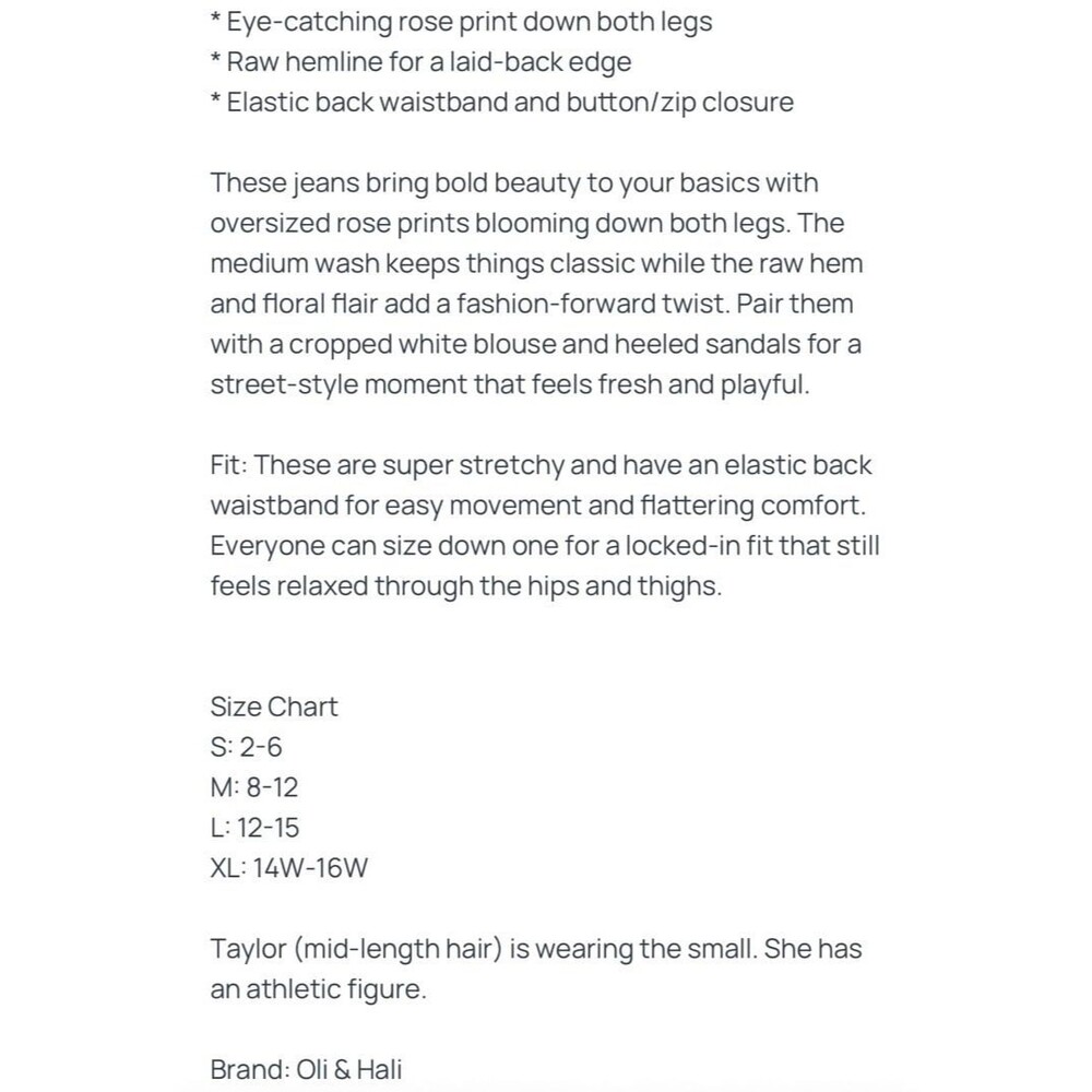 OLI & HALI jeans OH! jeans Oli and Hali OLI HALI jeans floral OLI&hali 8/10 MED - Picture 11 of 12